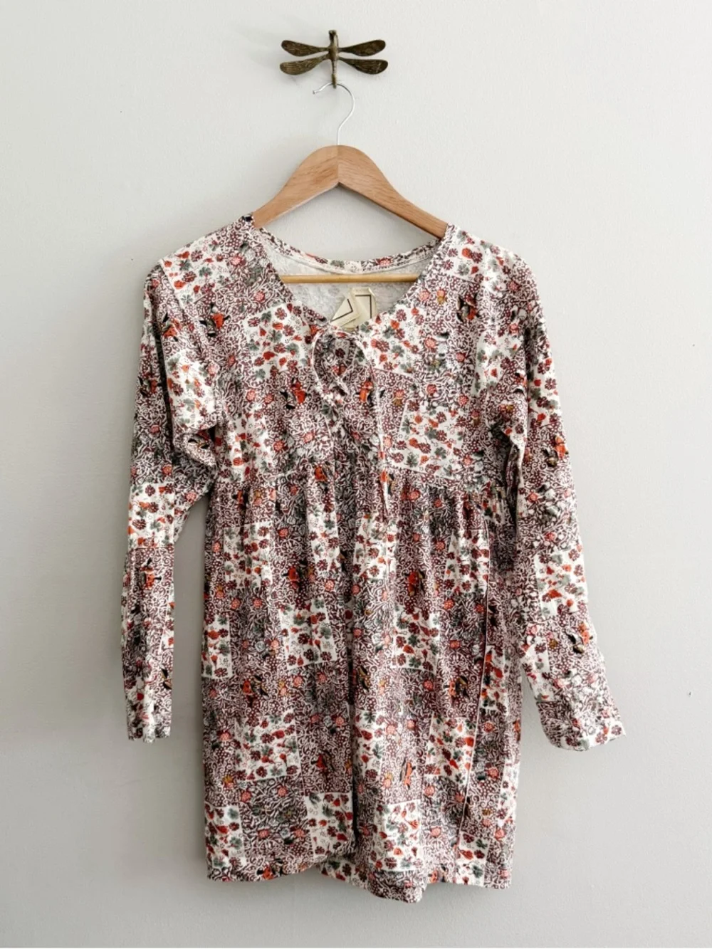 Vintage 90s Patchwork Floral Babydoll Dress Small